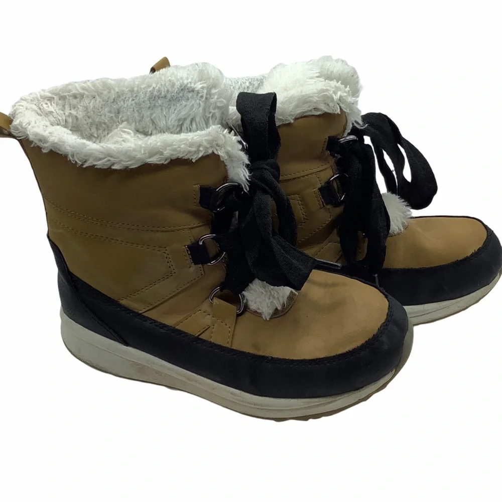 Cat‎ & Jack Kid Girl Faux Vegan Leather Fur Thermolite Kasey Snow Boots Sz 3